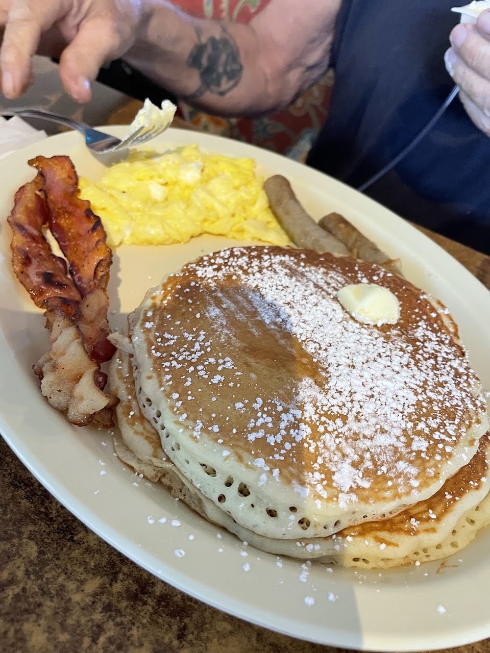 Sweet Pancakes with Bacon and Eggs